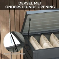 Outsunny Buiten opbergbox, tuinbox, kussenbox, weerbestendig, 4 wielen, 100 x 62 x 65 cm, Donkergrijs(m-6)
