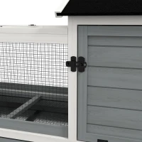 PawHut Konijnenhok, Kleine Dierenhok voor Dwergkonijnen, Cavia's, met Wielen, 108 x 58 x 73,5 cm, Grijs(m-7)