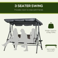Outsunny 3 Seater Swing Chair - Garden Swing Seat Bench with Adjustable Canopy, Rattan Seat, and Steel Frame for Patio, Yard(m-15)