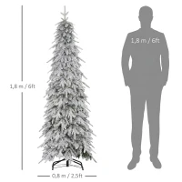 HOMCOM Árvore de Natal artificial 180 cm, parecendo real, com 600 ramos densos, neve artificial, abertura automática(m-3)