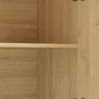 HOMCOM Armario mural de baño bohemio con 2 puertas efecto ratán de cierre suave y estantería regulable, roble(m-8)