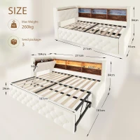 Velvet Pull-Out Sofa Bed Frame with Wooden Headboard Shelf, Convertible Daybed with Lift-Up Armrest Storage, 211L x 91W x 84H cm, Beige(m-3)