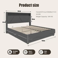 Space-Saving Upholstered Bed with Under-Bed Storage, Modern Bed Frame with Soft Velvet Fabric, 159L x 221W x 115.5H cm, Dark Gray(m-3)
