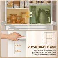 HOMCOM Vrijstaande Keukenkast, 5-lagen Voorraadkast met Verstelbare Planken en Lade voor Woonkamer, Eetkamer(m-6)