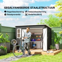 Outsunny Metalen Tuinschuur voor Opslag van Tuingereedschap, met Venster, Brede Deur, 260 x 177 x 190 cm, Donkergrijs(m-4)