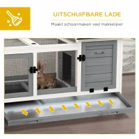 PawHut Konijnenhok, Kleine Dierenhok voor Dwergkonijnen, Cavia's, met Wielen, 108 x 58 x 73,5 cm, Grijs(m-5)
