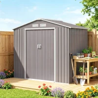 Outsunny Gereedschapsschuur tuinhuisje opbergruimte voor gereedschappen tuinkast gereedschapskast metaal(m-10)