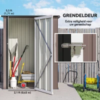 Outsunny Tuinpaviljoen 1,2 m² - Opberging voor gereedschap - Tuinhuis met vergrendelbare deur - bruine stalen deur(m-5)