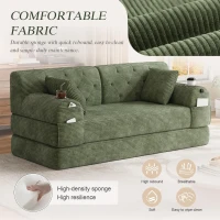 Cozy Sleeper Sofa with High-Density Foam and Soft Corduroy, Convertible Couch for Living Rooms and Small Spaces, 168L x 80W x 81H cm, Green(m-6)