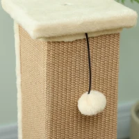 PawHut Arbre à griffer Arbre à chat, incl. balle de jeu, peluche, jute, 41 cm x 41 cm x 81 cm, Beige(m-5)