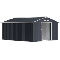 Outsunny Gereedschapsschuur met fundering 24,5 m³ gereedschapsschuur tuinhuisje stalen schuifdeur(m-1)