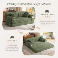 Cozy Sleeper Sofa with High-Density Foam and Soft Corduroy, Convertible Couch for Living Rooms and Small Spaces, 168L x 80W x 81H cm, Green(m-4)