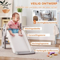 AIYAPLAY 3-in-1 Kinderglijbaan in Giraffenvorm met Basketbalring en Bal, Grijs(m-6)