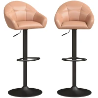 HOMCOM Conjunto 2 Bancos de Bar Reguláveis com Encosto, Castanho(m-5)