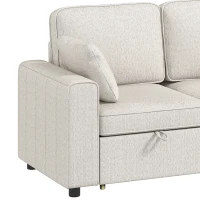 HOMCOM Sofá Esquinero Convertible de Chenilla Sofá Cama 3 Plazas Modular 225 cm con Puff de Almacenaje Beige(m-9)