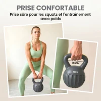 SPORTNOW Kettlebell 10 kg, Haltère avec Poignée Antidérapante, Haltère à Boule, Musculation, Entraînement, pour Gym, Gris(m-6)