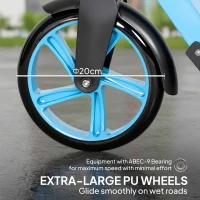 HOMCOM Trottinette Pliable pour Adultes 14+ Ans, Guidon Réglable, Grandes Roues, Amortisseur, Aluminium, 91,5x36,5x104cm, Bleu(m-8)