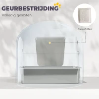 PawHut Kattenbak, RVS, XL-binnenruimte, met schep, Lichtgrijs(m-7)