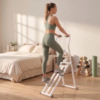 SPORTNOW Klappbarer Treppen-Stepper, 3 Widerstandsstufen, höhenverstellbar, LCD-Display, Belastung 150 kg, 90x50x133cm, Weiß(m-5)