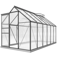 Outsunny Serra da Giardino in Policarbonato con Telaio in Lega di Alluminio 7.1㎡, con Grondaie, Finestre Apribili Regolabili, Porta Scorrevole(m-11)