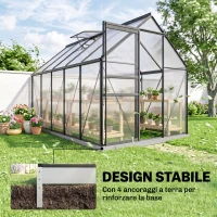 Outsunny Serra da Giardino in Policarbonato con Telaio in Lega di Alluminio 7.1㎡, con Grondaie, Finestre Apribili Regolabili, Porta Scorrevole(m-6)
