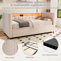 Space-Saving Sofa Bed with Pull-Out Bed, Versatile Sleeper Couch for Bedrooms, Guest Rooms, or Youth Rooms, 201L x 100W x 73H cm, Beige(m-4)