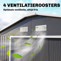 Outsunny Gereedschapsschuur met fundering 24,5 m³ gereedschapsschuur tuinhuisje stalen schuifdeur(m-8)