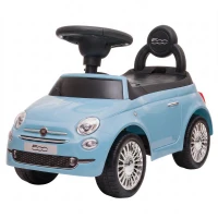 AIYAPLAY Voiture à pousser pour enfants 12-36 mois Licence Fiat avec musique, klaxon et coffre sous-siège en PP, Bleu(m-8)