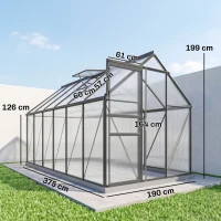 Outsunny Serra da Giardino in Policarbonato con Telaio in Lega di Alluminio 7.1㎡, con Grondaie, Finestre Apribili Regolabili, Porta Scorrevole(m-3)