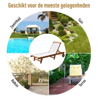 Outsunny ligbed relax ligbed tuinset tuinmeubilair verstelbaar acaciahout textiel natuur 198 x 60 x 88/80/69/45 h cm(m-7)