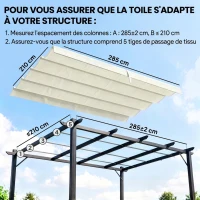 Outsunny Toile de toit de rechange pour pergola toile de remplacement protection solaire Anti-UV 30+ pour pergola de 3 x 2 m(m-4)