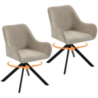 HOMCOM Chaises de salle à manger lot de 2, chaise de cuisine pivotante avec accoudoirs, cadre métallique pour salon, salle à manger, beige(m-7)