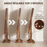 HOMCOM Armoire à bijoux armoire de rangement sur pieds boîte à bijoux avec miroir multi-rangements éclairage LED brun rustique(m-6)