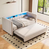 Space-Saving Sofa Bed with Pull-Out Bed, Versatile Sleeper Couch for Bedrooms, Guest Rooms, or Youth Rooms, 201L x 100W x 73H cm, Beige(m-11)