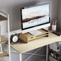 HOMCOM Suporte para Monitor de Bambu Organizador de Escritório para Monitor Portátil 48x25,5x11,5 cm Madeira(m-9)