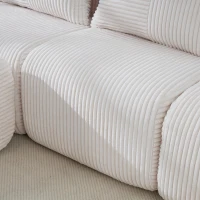 4-Seater Modular Cord Sofa with 2 Ottomans and Integrated Cup‑Holders, Corduroy Sectional Sofa for Living Rooms, 333L x 174W x 80H cm, Beige(m-10)