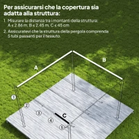 Outsunny Telo Pergola per Esterni Anti UV in Poliestere Bianco Crema con 8 Fori di Drenaggio, 286x245 cm(m-4)