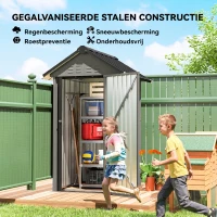 Outsunny Metalen Tuinhuis 1,17 m², Gereedschapsschuur met Zadeldak, Ventilatie, Slot en Handschoenen, 122 x 121 x 192 cm(m-4)
