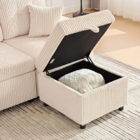 Multifunctional Corduroy Sofa Bed with Hidden Storage and Pull‑Out Bed, LED-Lighted Guest Couch with Wide Armrests, 196L x 82W x 85H cm, Beige(m-12)
