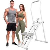 SPORTNOW Klappbarer Treppen-Stepper, 3 Widerstandsstufen, höhenverstellbar, LCD-Display, Belastung 150 kg, 90x50x133cm, Weiß(m-8)