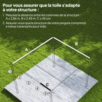 Outsunny Toile de toit de rechange pour pergola toile de remplacement protection solaire Anti-UV 30+ pour pergola de 3 x 2 m(m-4)