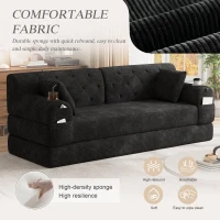 Cozy Sleeper Sofa with High-Density Foam and Soft Corduroy, Convertible Couch for Living Rooms and Small Spaces, 208L x 80W x 81H cm, Black(m-4)