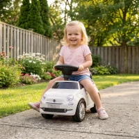 AIYAPLAY Voiture à pousser pour enfants 12-36 mois Licence Fiat avec musique, klaxon et coffre sous-siège en PP, Blanc(m-5)