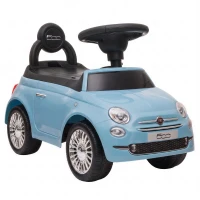 AIYAPLAY Voiture à pousser pour enfants 12-36 mois Licence Fiat avec musique, klaxon et coffre sous-siège en PP, Bleu(m-7)