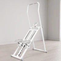 SPORTNOW Stepper d'Escalier Pliable, 3 Niveaux de Résistance, Hauteur Réglable, Écran LCD, Charge 150 kg, 90x50x133cm, Blanc(m-2)