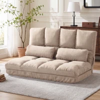 HOMCOM 2-in-1 Vloerstoel met Verstelbare Rugleuning, 102 x 73 x 60 cm, Beige(m-14)