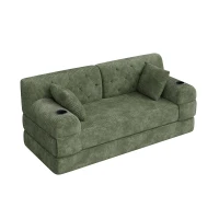 Cozy Sleeper Sofa with High-Density Foam and Soft Corduroy, Convertible Couch for Living Rooms and Small Spaces, 168L x 80W x 81H cm, Green(m-11)