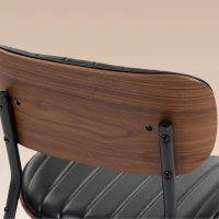 HOMCOM Conjunto de 2 Cadeiras de Sala de Jantar em Pele Sintética com Encosto Curvo e Pernas Metálicas 49,5 x 49,5 x 80 cm Preto e Castanho(m-12)