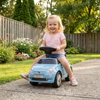 AIYAPLAY Voiture à pousser pour enfants 12-36 mois Licence Fiat avec musique, klaxon et coffre sous-siège en PP, Bleu(m-5)