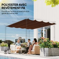 Outsunny Toile de toit de rechange pour pergola toile de remplacement protection solaire Anti-UV pour pergola de 3 x 2 m café(m-5)
